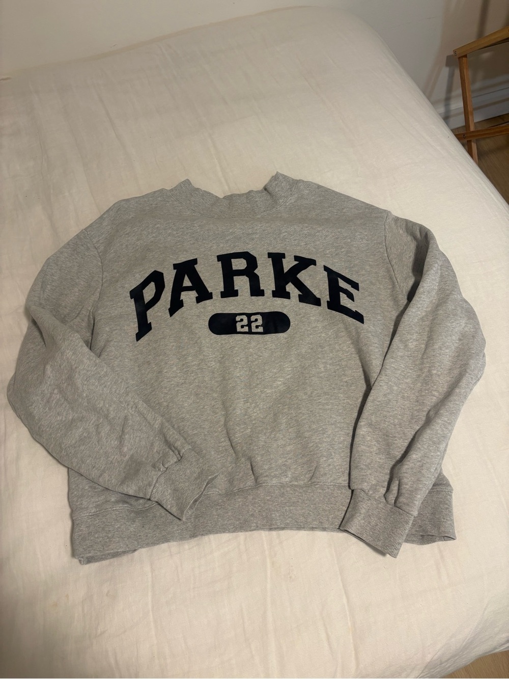 Parker Grey Crewneck Sweatshirt with Navy Logo